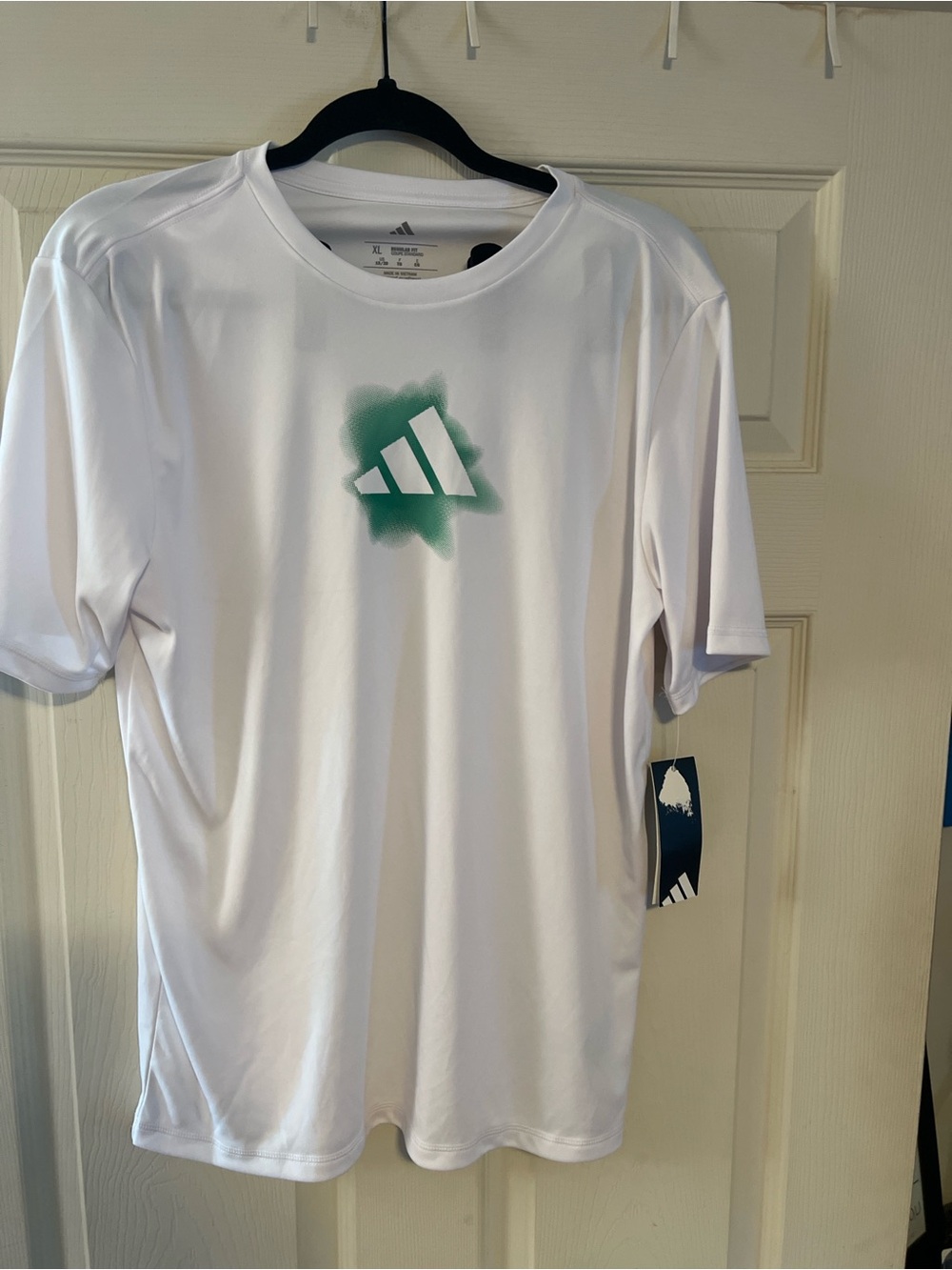 Adidas Gradient Logo Tee White Green Graphic T-Shirt XL NWT